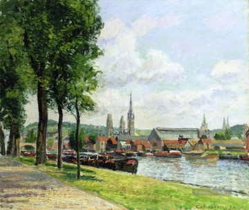  fluss - den cours la Riene die Kathedrale von Rouen 1898 Camille Pissarro Landschaft Fluss